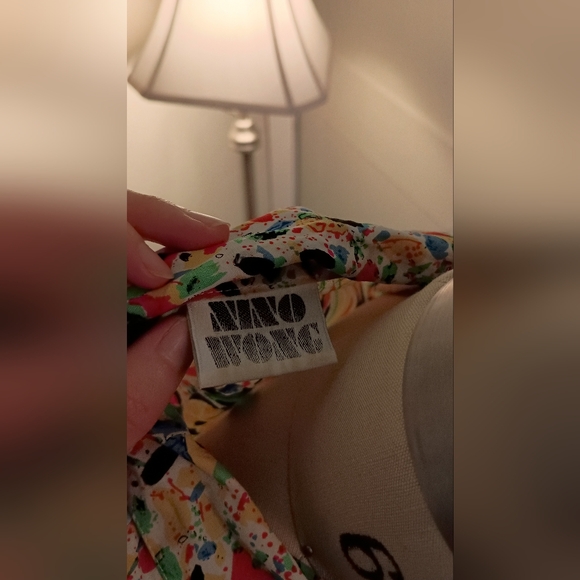 Vintage 80s Geometric Short-Sleeve Blouse - Picture 4 of 5